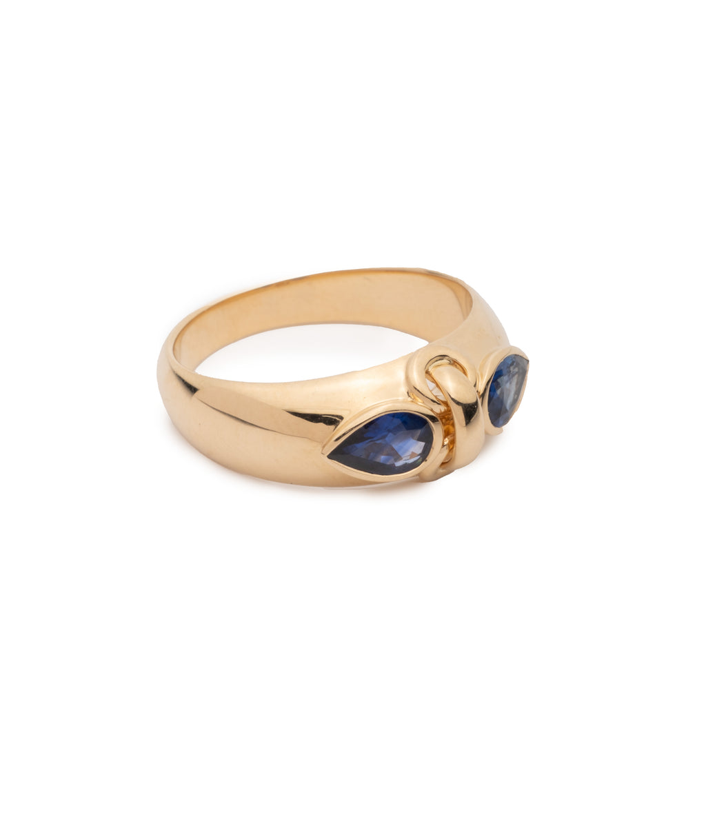 18K Yellow Gold Forever & Always a Pair Blue Sapphire Ring : in Yellow Gold – FoundRae view 2