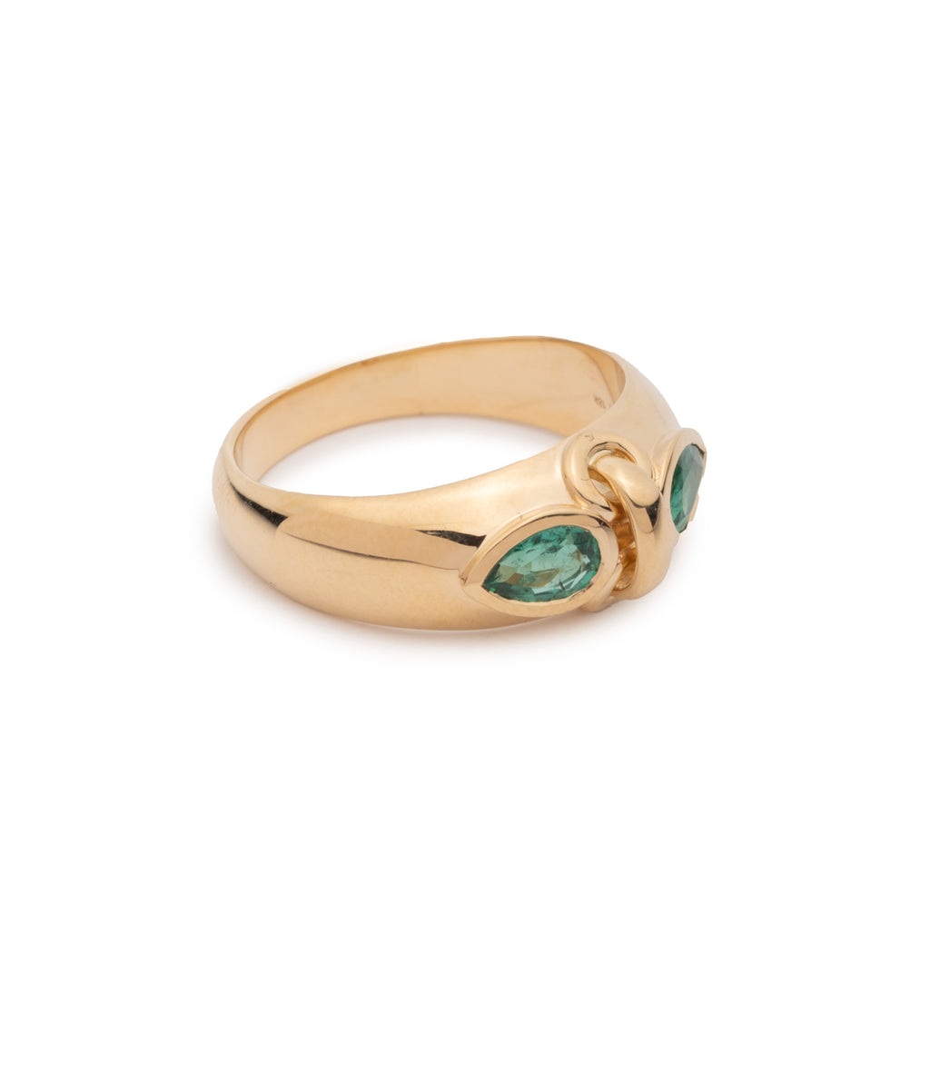 18K Yellow Gold Forever & Always a Pair Emerald Ring : in Yellow Gold – FoundRae view 2