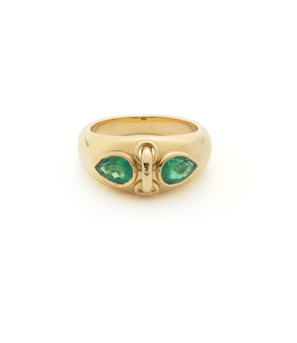 18K Yellow Gold Forever & Always a Pair Emerald Ring : in Yellow Gold – FoundRae view 4