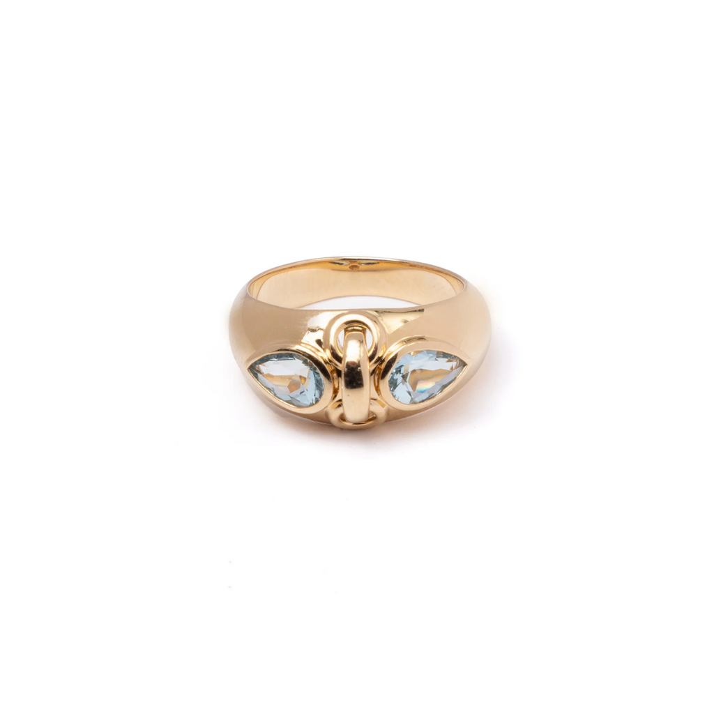Forever & Always a Pair Aquamarine Ring : in Yellow Gold view 1