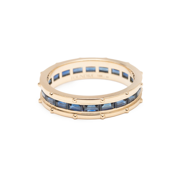 Lovestruck Pierced Baguette Blue Sapphire Thin Band : in Yellow Gold