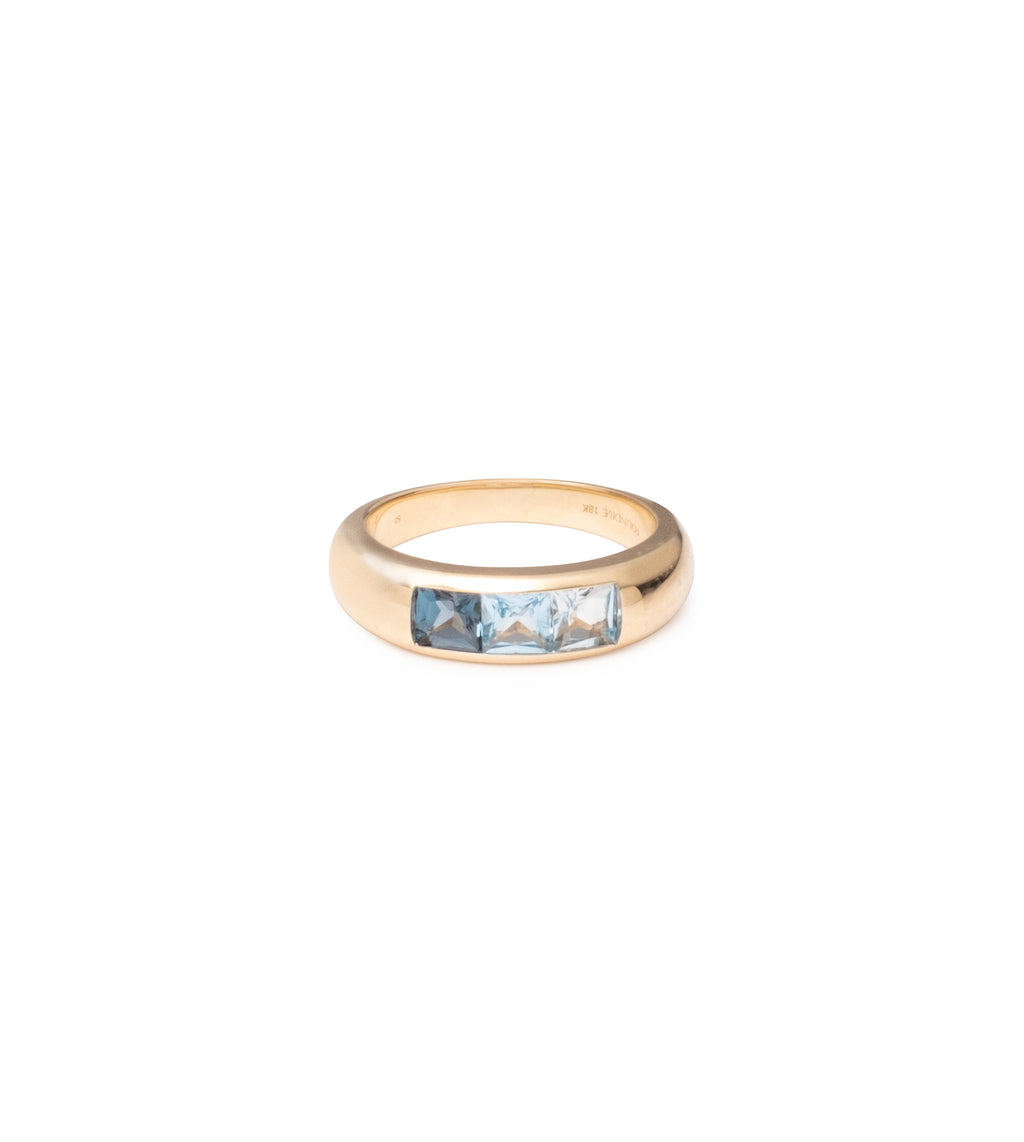 Princess Cut Swiss, Sky & London Blue Topaz : Gemstone Band view 1