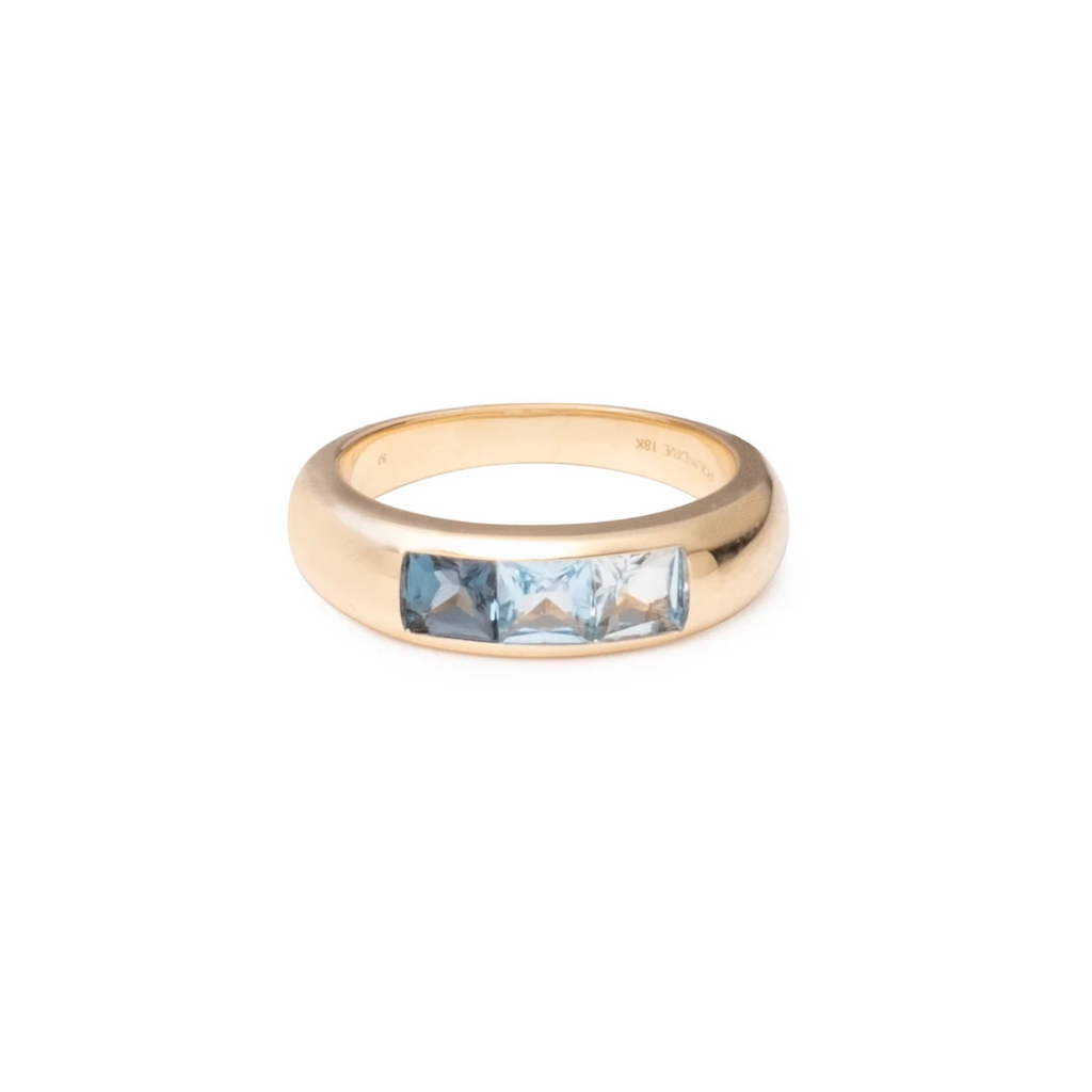Princess Cut Swiss, Sky & London Blue Topaz : Gemstone Band view 1