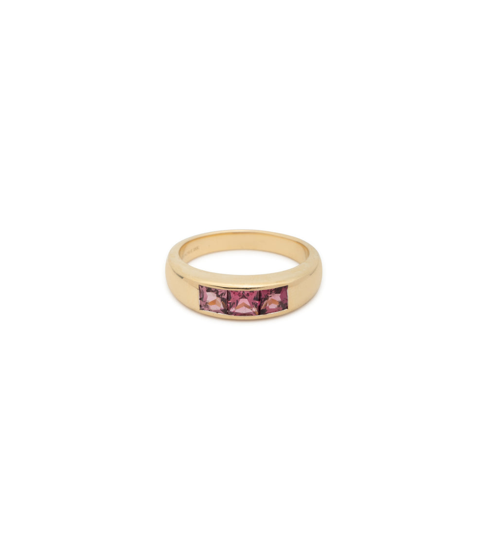 Princess Cut Pink Tourmaline : Gemstone Band view 1