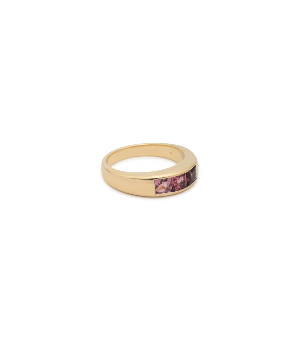 18K Yellow Gold Princess Cut Pink Tourmaline : Gemstone Band – FoundRae