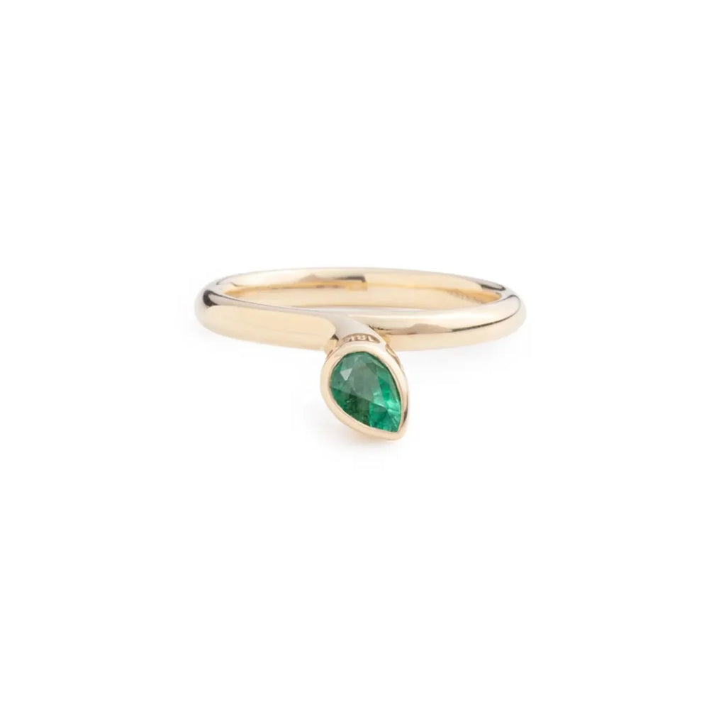 True Love | Forever & Always a Pair Bookend Ring | Emerald, 18K Yellow Gold view 1