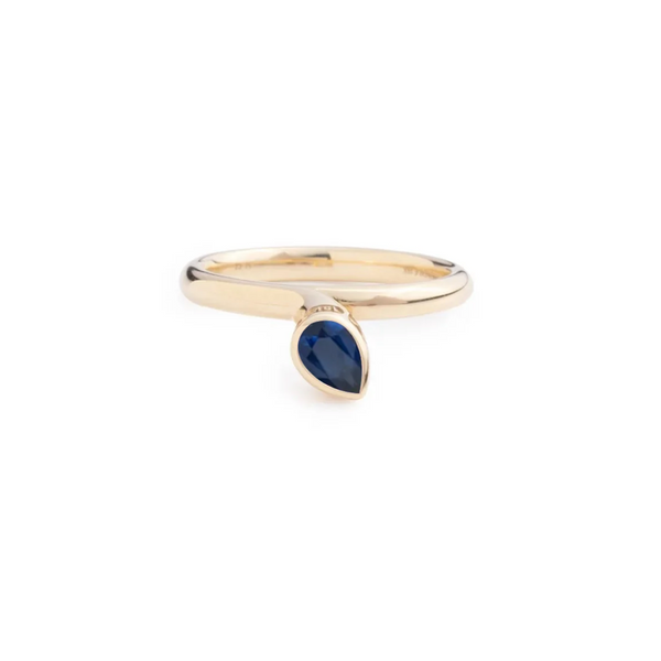 Forever & Always a Pair Blue Sapphire Bookend Ring : in Yellow Gold