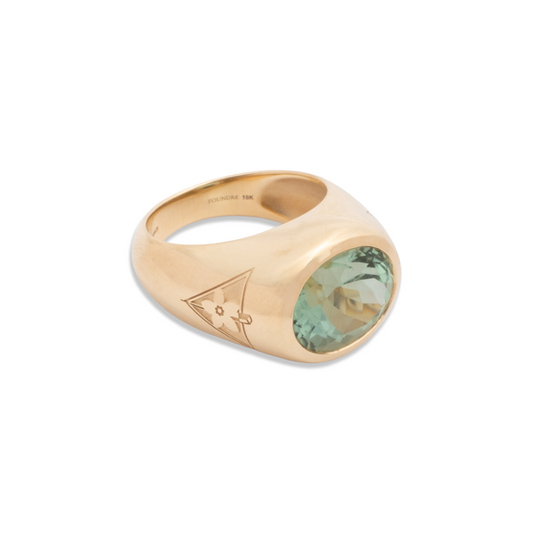 7.49 ct One-of-a-Kind Green Tourmaline Gemstone Ring : in Yellow Gold