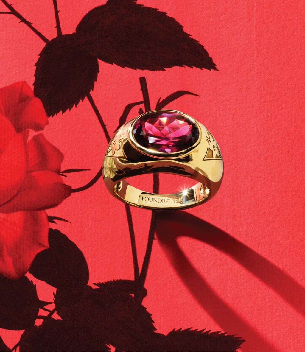 4.44 ct One-of-a-Kind Gemstone Ring : in Yellow Gold with Rhodalite Garnet – FoundRae view 3