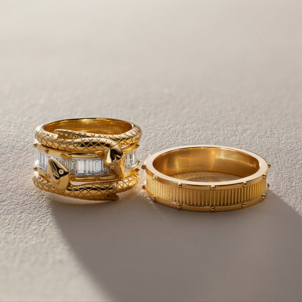 Lovestruck Pierced Baguette Diamond Wide Band : in Yellow Gold