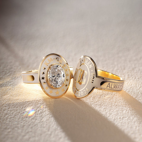 True Love Custom Cigar Band : in Yellow Gold with Cream Ceramic