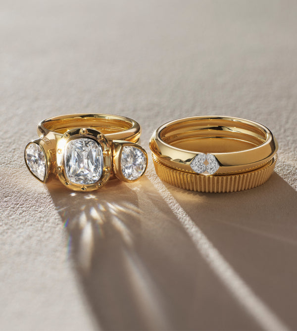 Strong Heart Band : in Yellow Gold with Pave Diamonds