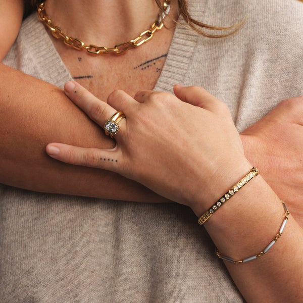 Lovestruck Pierced Solitaire Ring : in Yellow Gold with Cushion Diamond