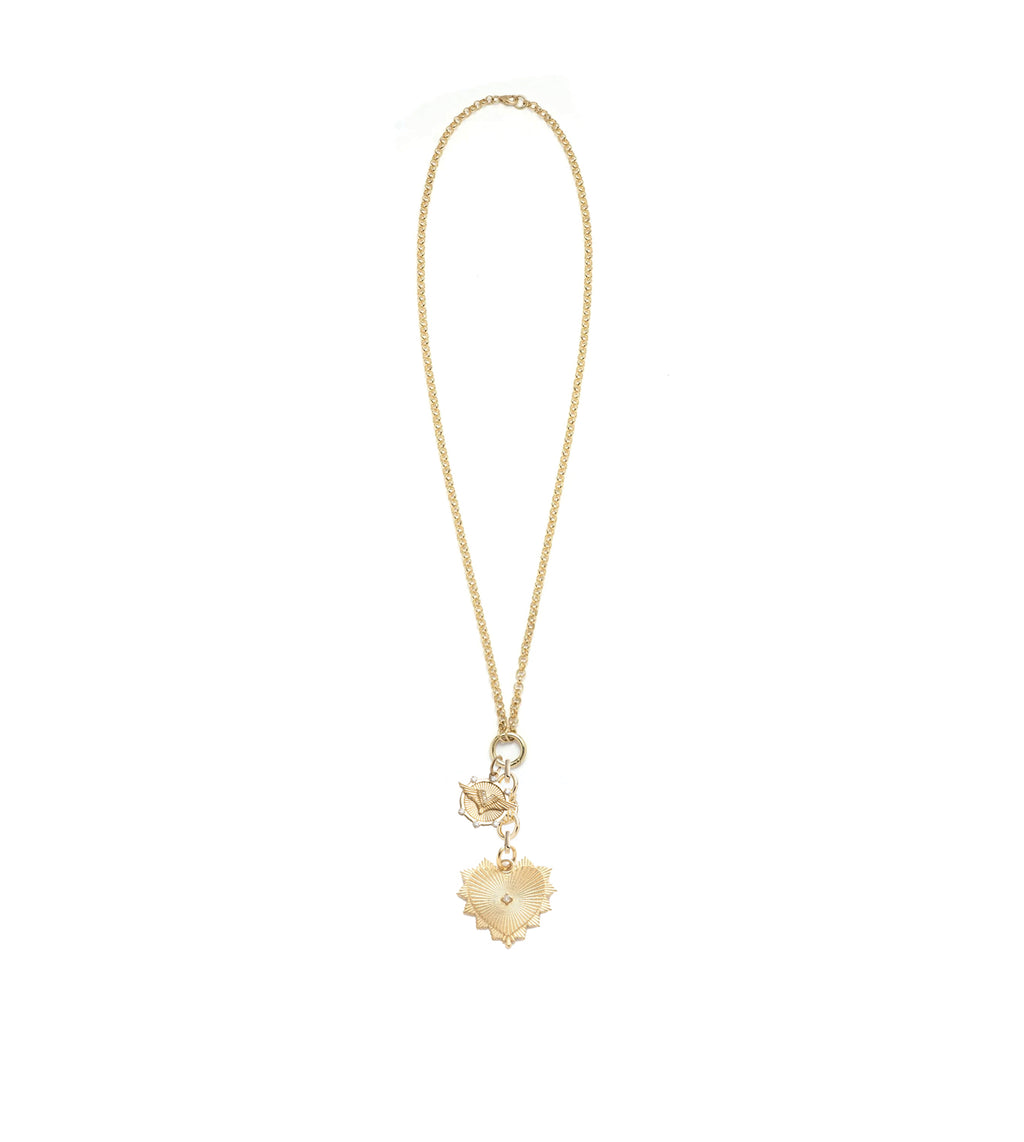 Medium Radiating Heart & Vivacity : Medium Open Belcher with Small Knot Extension Chain Necklace view 2