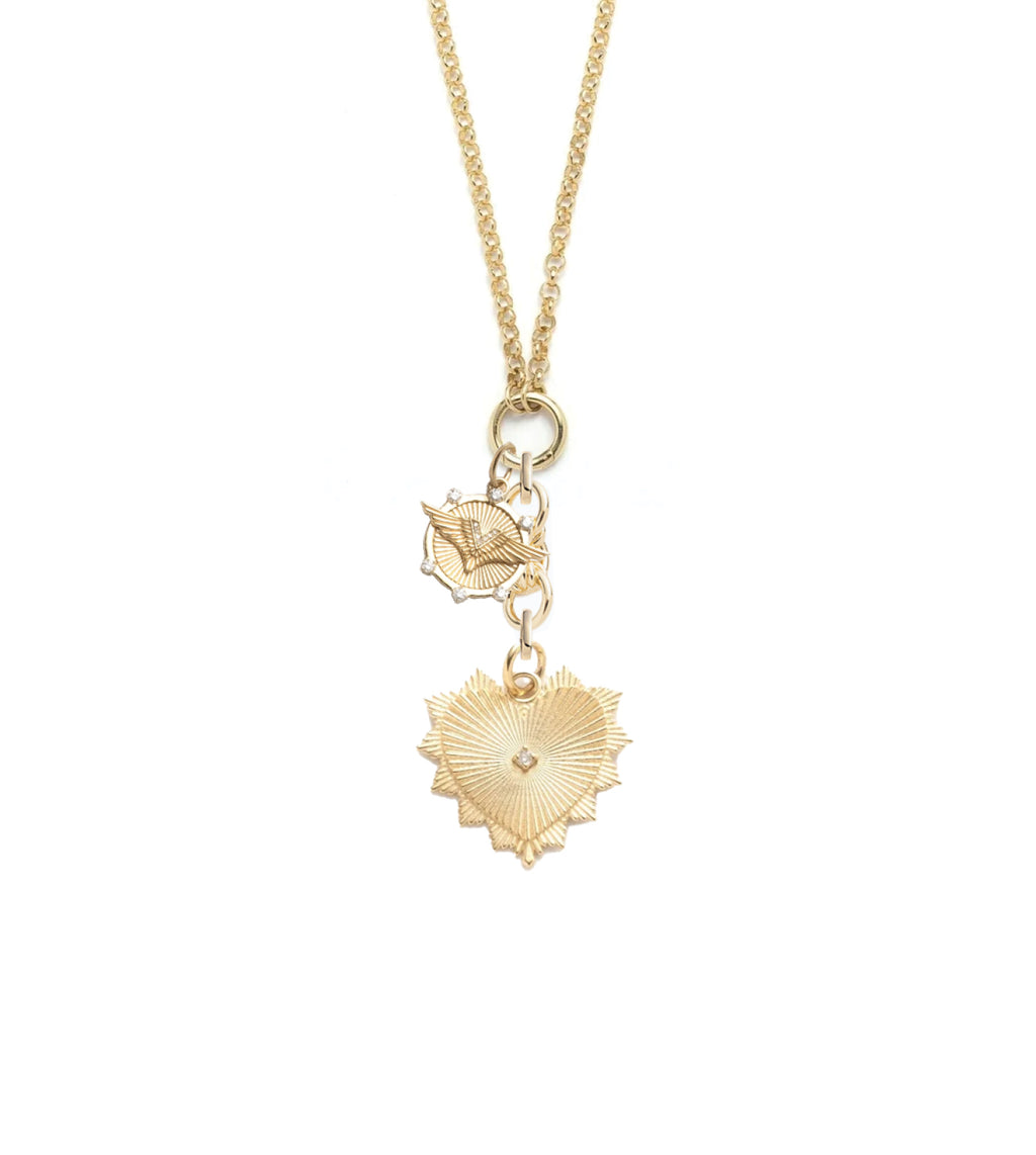 Medium Radiating Heart & Vivacity : Medium Open Belcher with Small Knot Extension Chain Necklace view 1