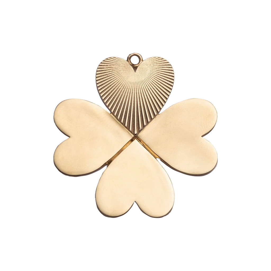 True Love | Four Heart Clover Large Pendant | 18K Yellow Gold – FoundRae view 1