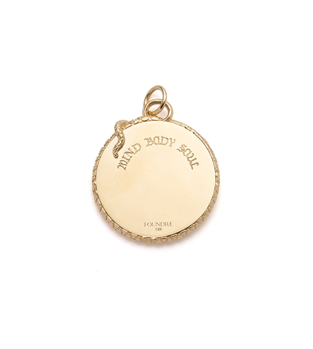 18K Yellow Gold Mind, Body, Soul Large Specialty Medallion : in Yellow Gold with Diamonds and an Annex Link – FoundRae view 4