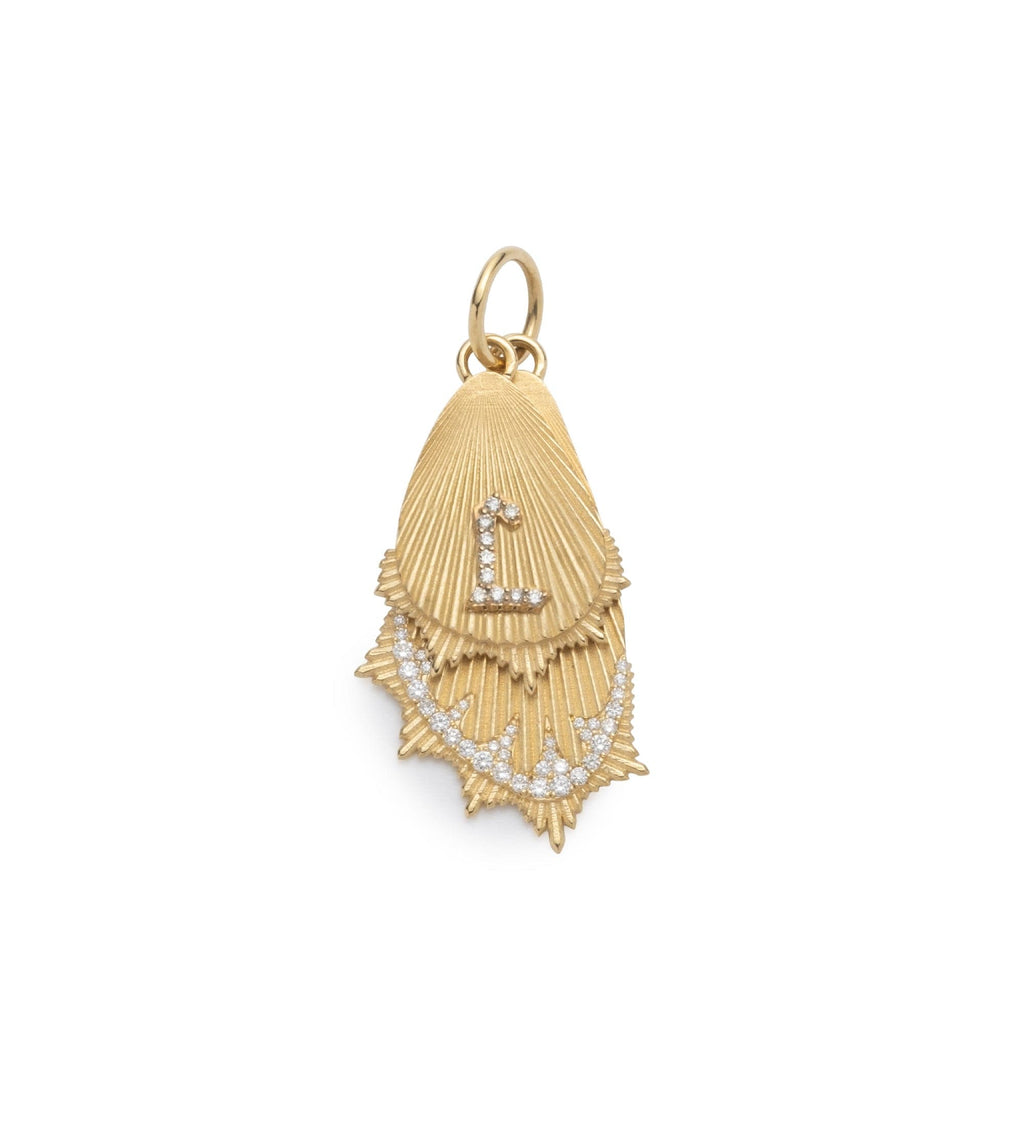 Initial Butterfly Wings Large Pendant : in Yellow Gold with Diamonds and an Annex Link view 1