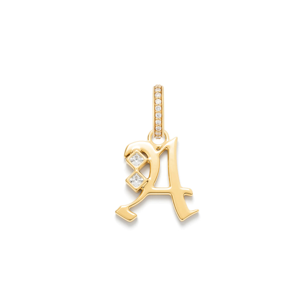 18K Yellow Gold Personalized - Foundation | Square Cut Diamond Initial Pendant | Diamonds, 18K Yellow Gold – FoundRae view 3