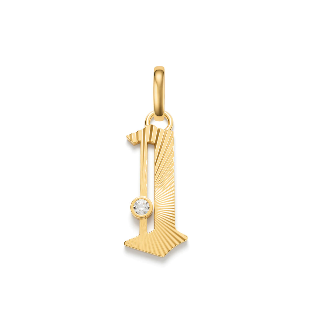 Personalized - Foundation | Number Medium Pendant | Diamond, 18K Yellow Gold view 1