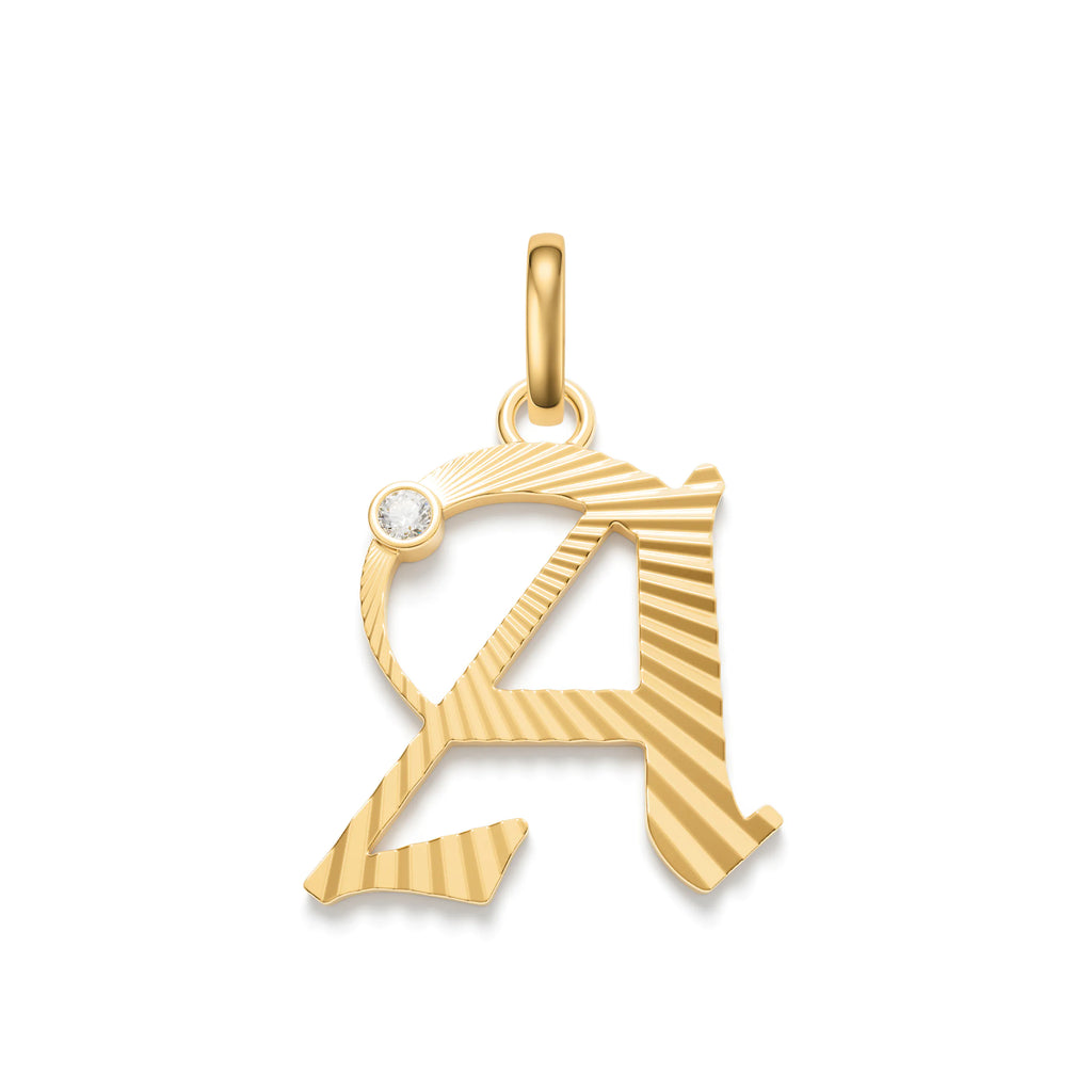 Personalized - Foundation | Initial Medium Pendant | Diamond, 18K Yellow Gold view 1