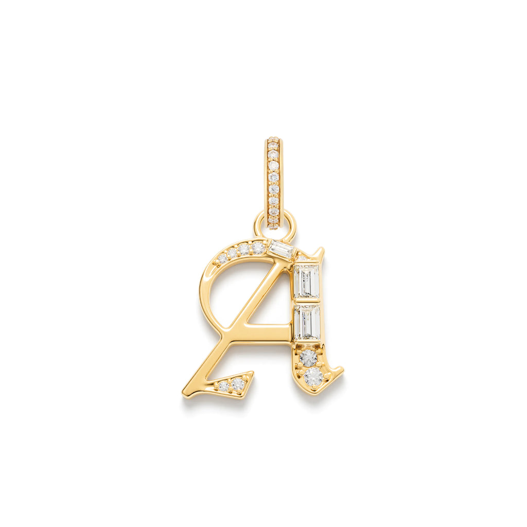 18K Yellow Gold Personalized - Foundation | Diamond Initial Pendant | Diamonds, 18K Yellow Gold – FoundRae view 3