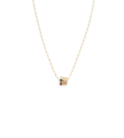 Internal Compass & Pave Diamond Initial : Heart Beat Super Fine Clip Chain Necklace