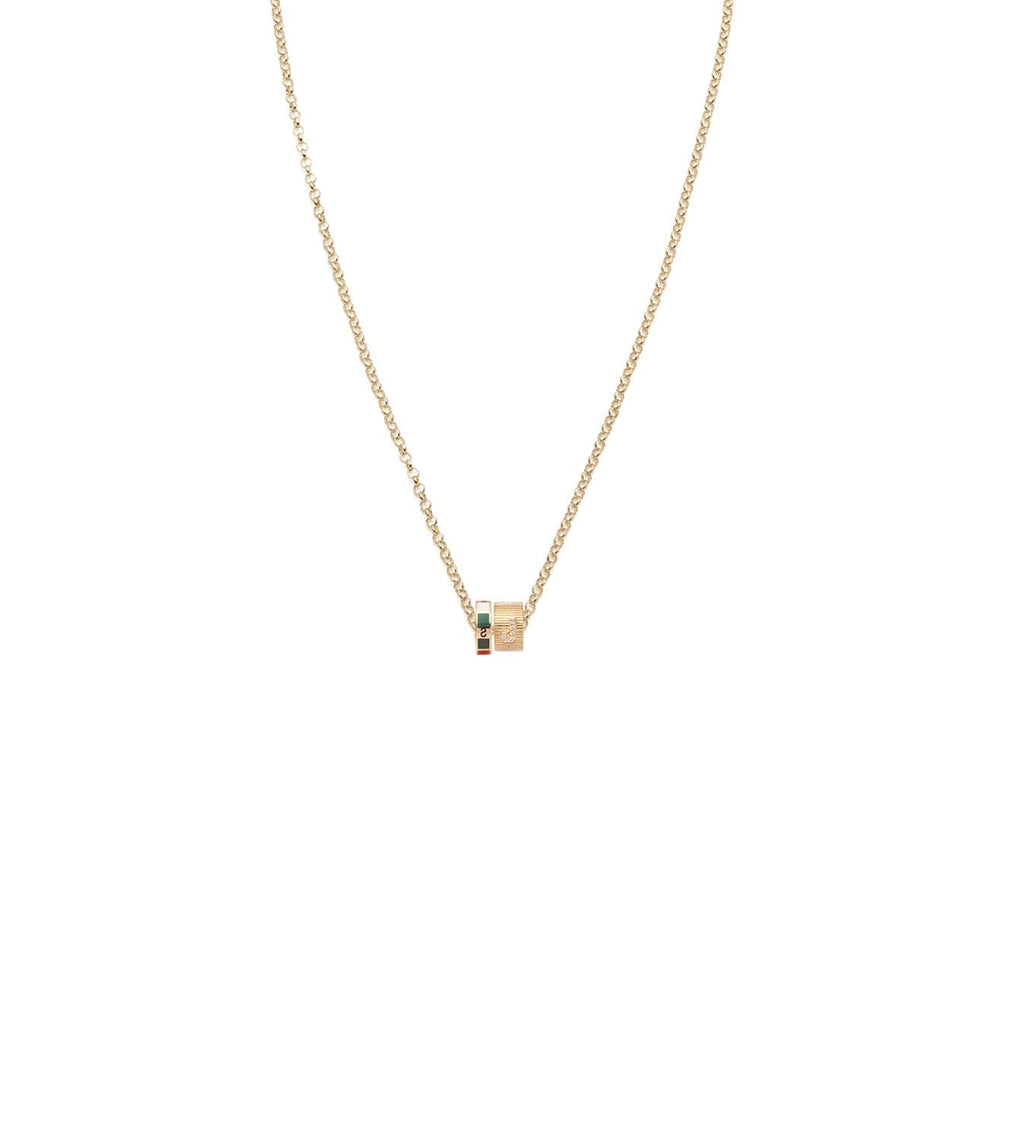 Internal Compass & Pave Diamond Initial : Heart Beat Fine Belcher Chain Necklace view 1