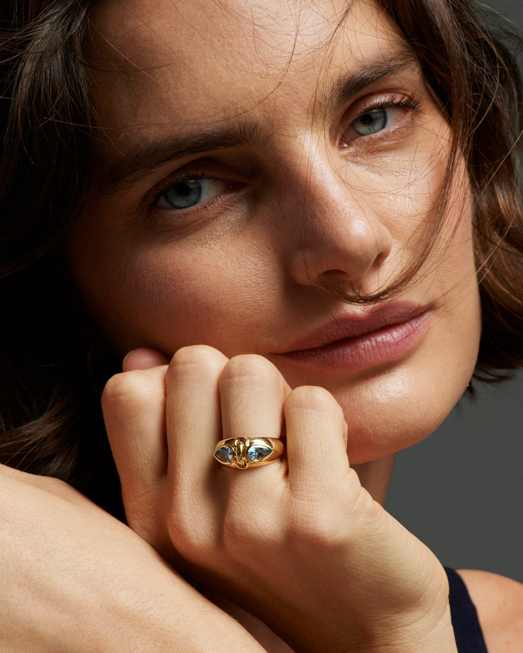 Forever & Always a Pair Aquamarine Ring : in Yellow Gold view 2