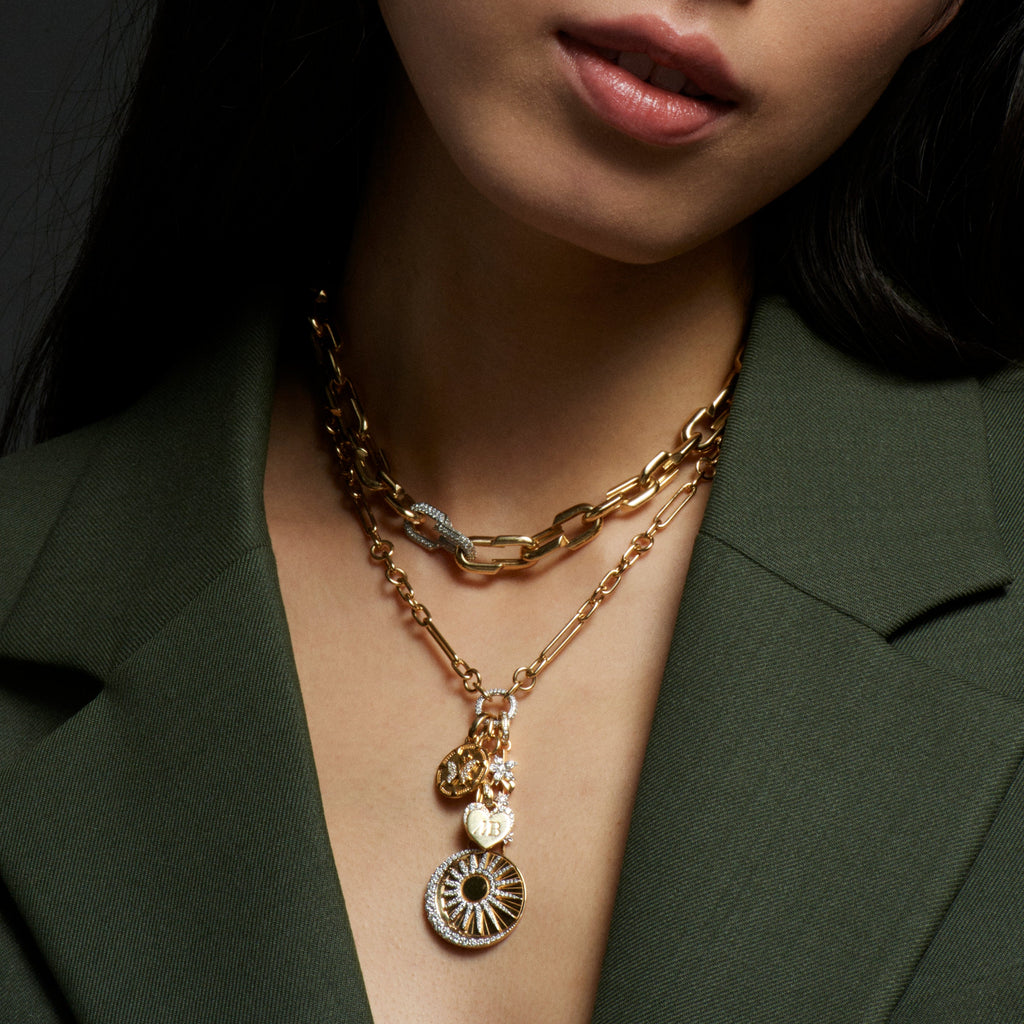 18K Yellow Gold Personalized - True Love | Engravable Pavé Heart Baby Medallion | Diamonds, Yellow Gold – FoundRae view 2