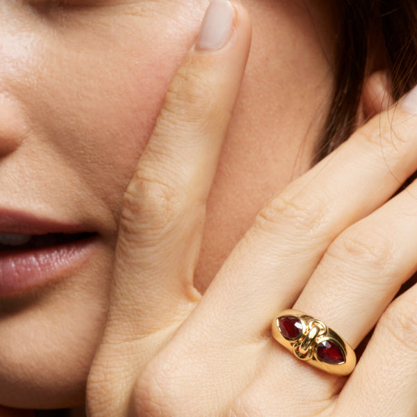 True Love | Forever & Always a Pair Gemstone Ring | Ruby, Yellow Gold