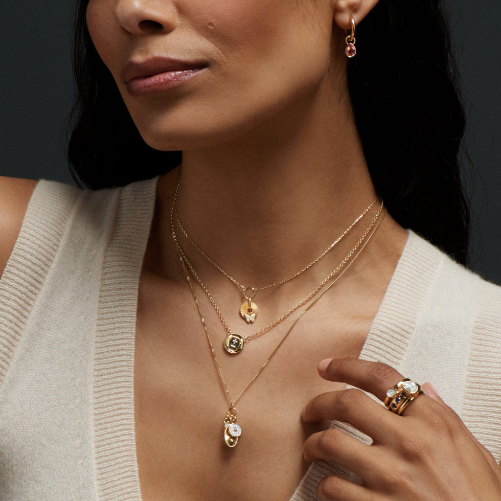 Butterfly - Reverie : Gold Symbol Disk Necklace view 2