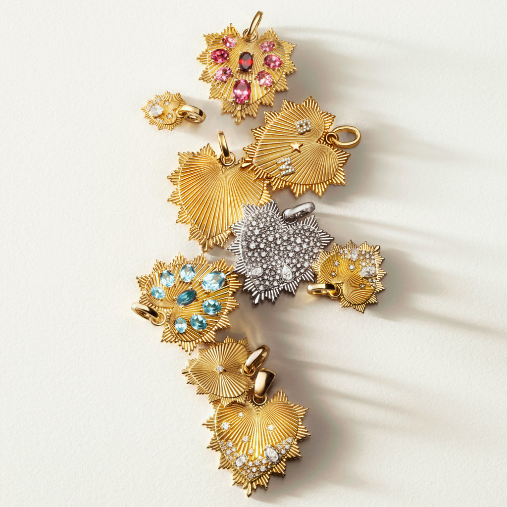 18K Yellow Gold Heart Love Token Small Mixed Clip Extension Necklace : in Yellow Gold with Diamonds – FoundRae view 5