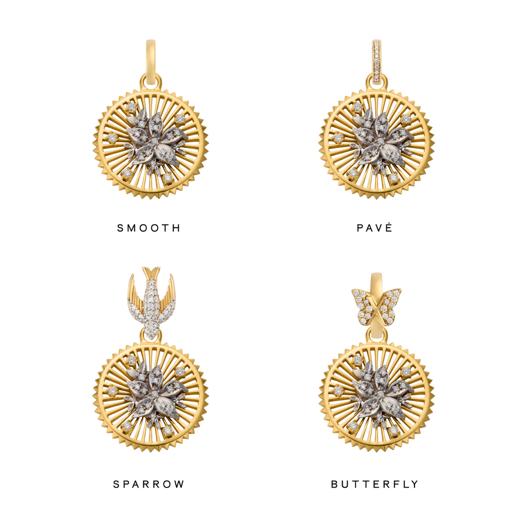 18K Mixed Gold Resilience | Blossoms Medium Medallion | Diamonds, 18K Yellow Gold, 18K White Gold – FoundRae view 4