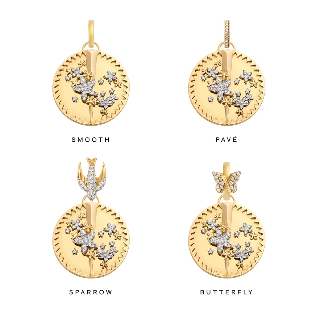 18K Yellow Gold Resilience | Blossoms Large Specialty Medallion | Diamonds, 18K Yellow Gold, 18K White Gold – FoundRae view 4