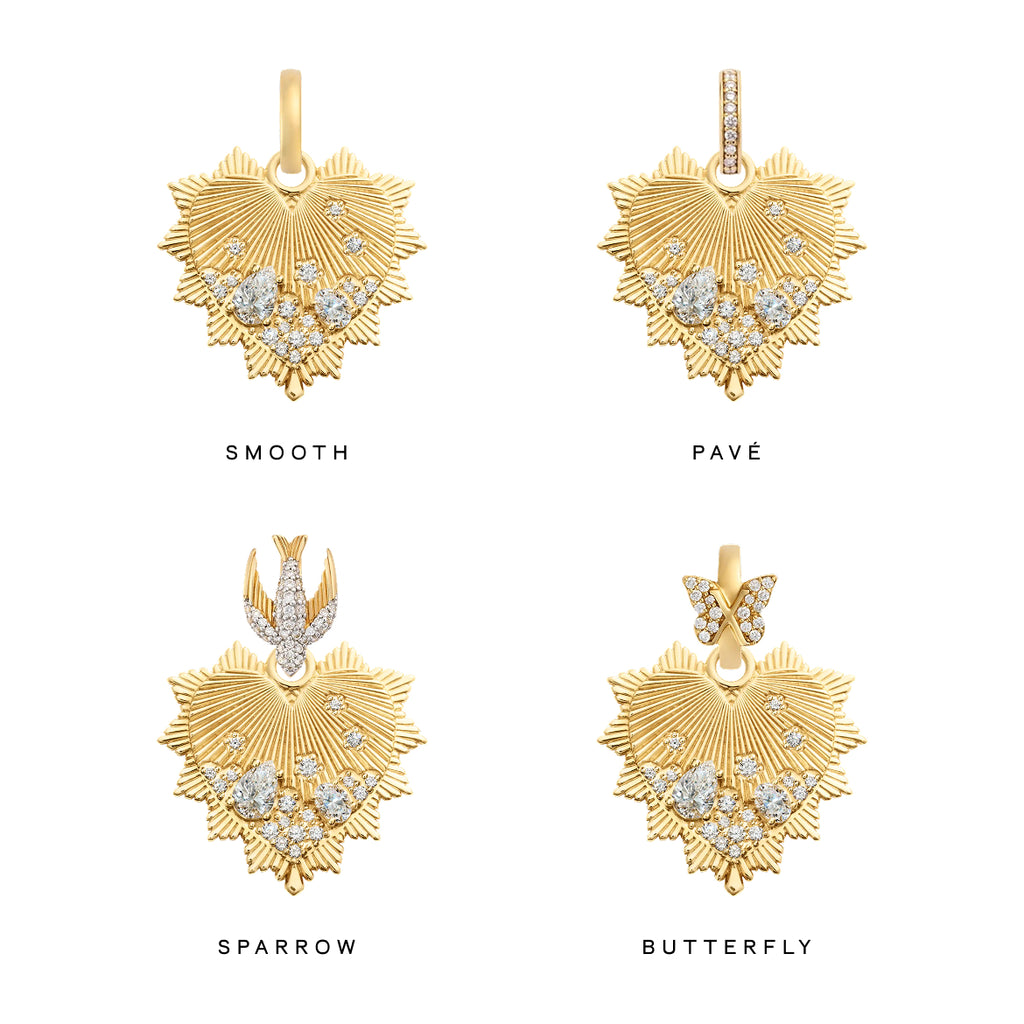 18K Yellow Gold True Love | Encrusted Diamond Heart Love Token Medium Medallion | Diamonds, 18K Yellow Gold – FoundRae view 4