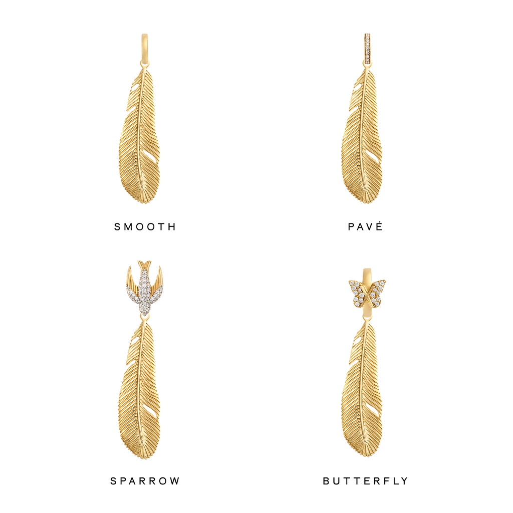 18K Yellow Gold Vivacity | Feather Large Pendant | 18K Yellow Gold – FoundRae view 4
