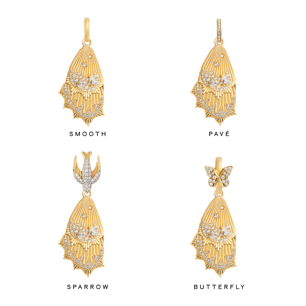 18K Yellow Gold Reverie | Encrusted Butterfly Wings Large Pendant | Diamonds, 18K Yellow Gold – FoundRae view 3