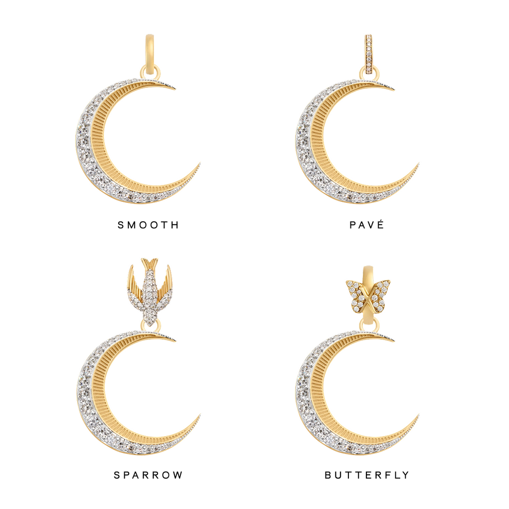 18K Yellow Gold Infinite Gratitude | Crescent Medium Pendant | Diamonds, 18K Yellow Gold – FoundRae view 4