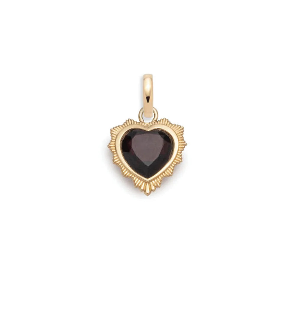 18K Yellow Gold Gemstone Heart - Love : Garnet Medallion with Oval Pushgate – FoundRae