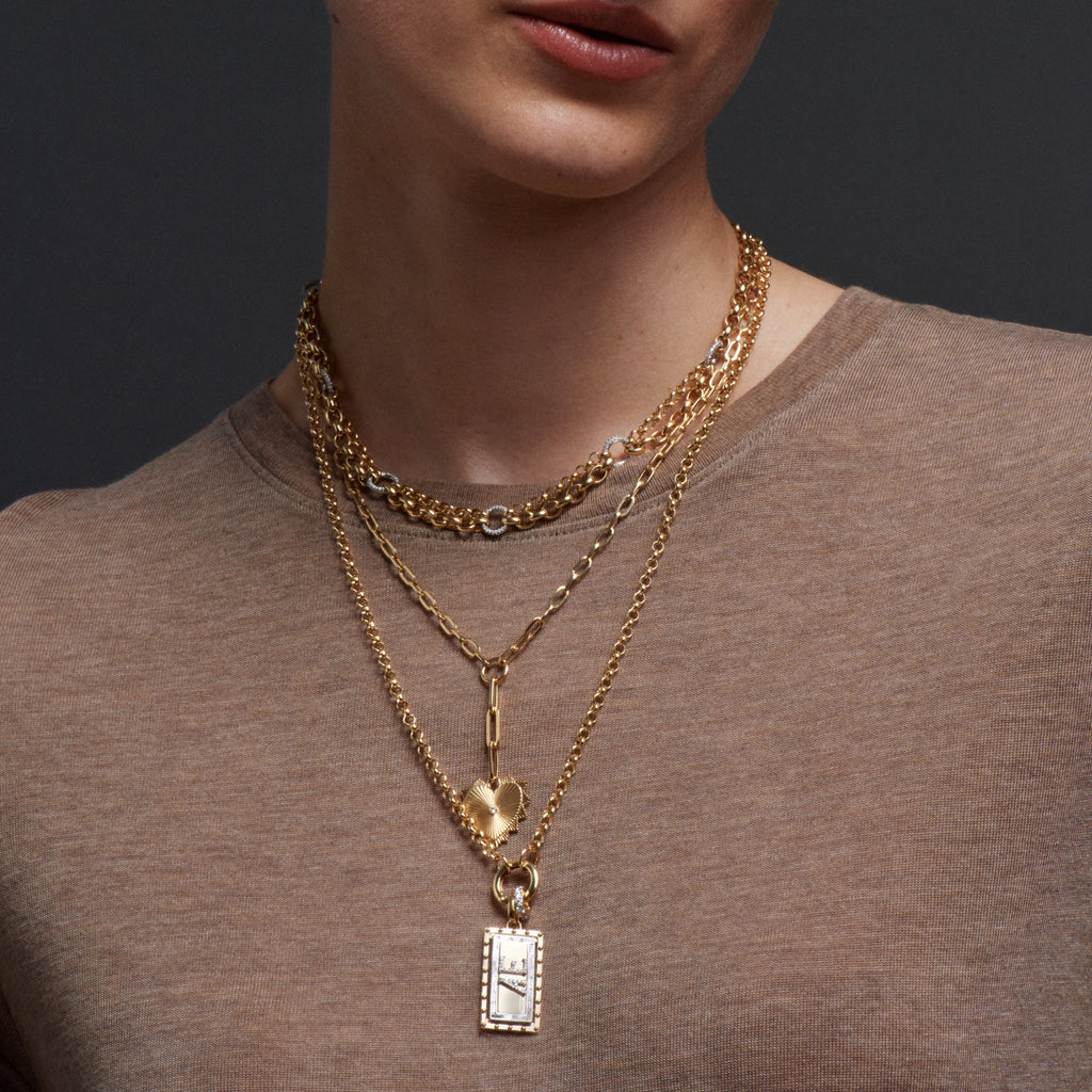 Lovestruck Pierced Medium Custom Diamond Pendant : in Yellow Gold with an Annex Link view 2