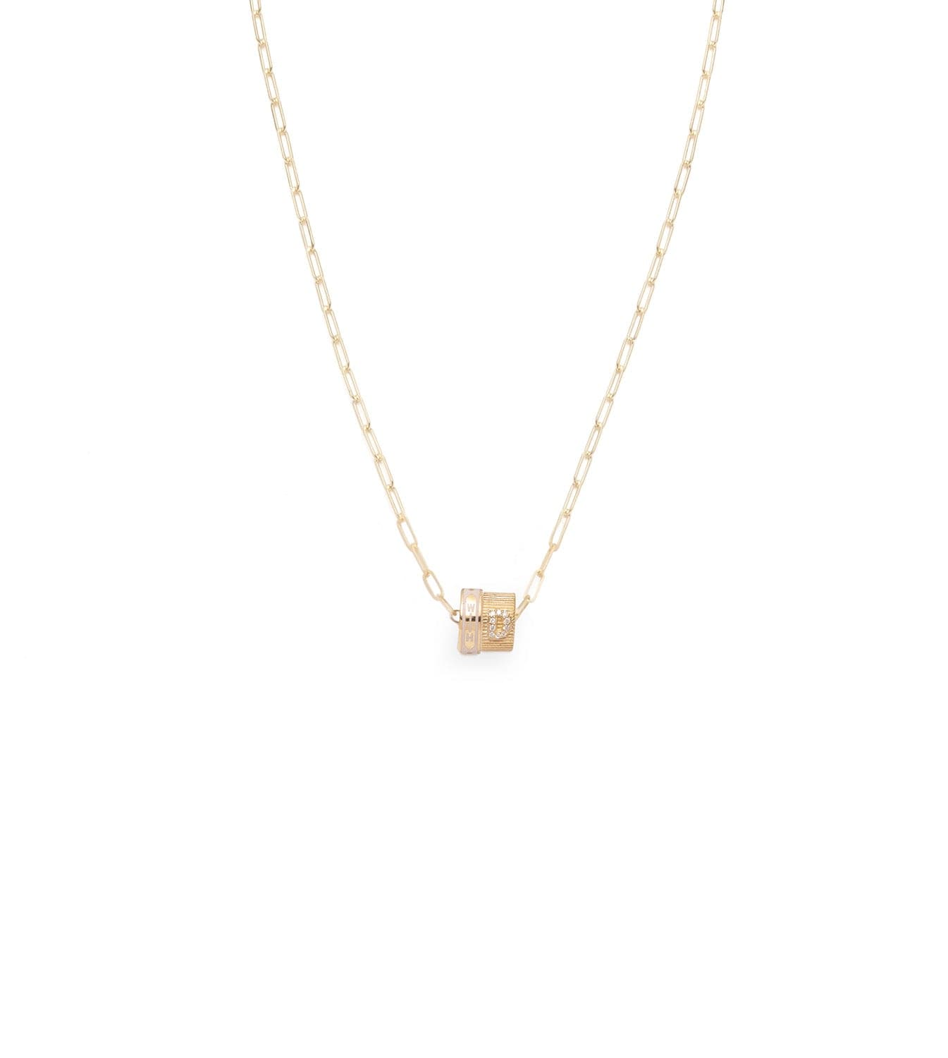 Vivacity & Pave Diamond Initial : Heart Beat Super Fine Clip Chain Necklace