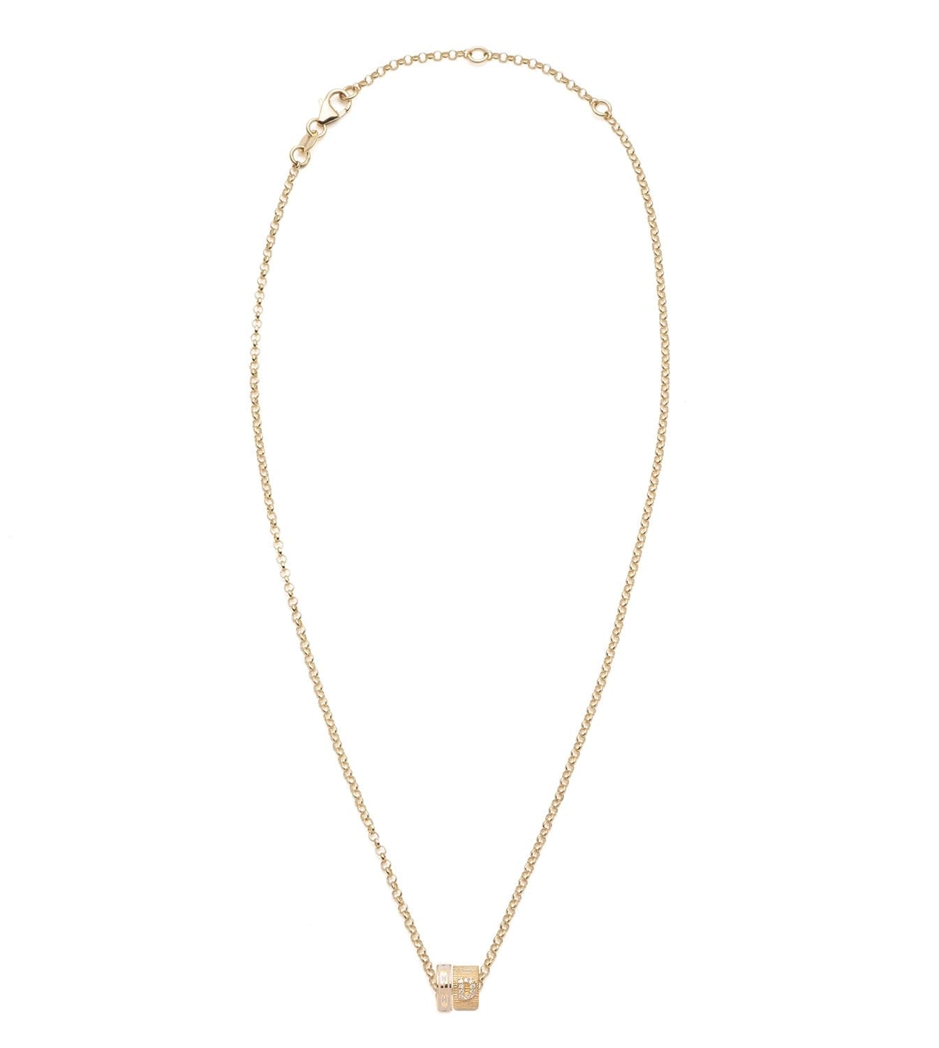 Live Passionately & Pave Diamond Initial : Heart Beat Fine Belcher Chain Necklace