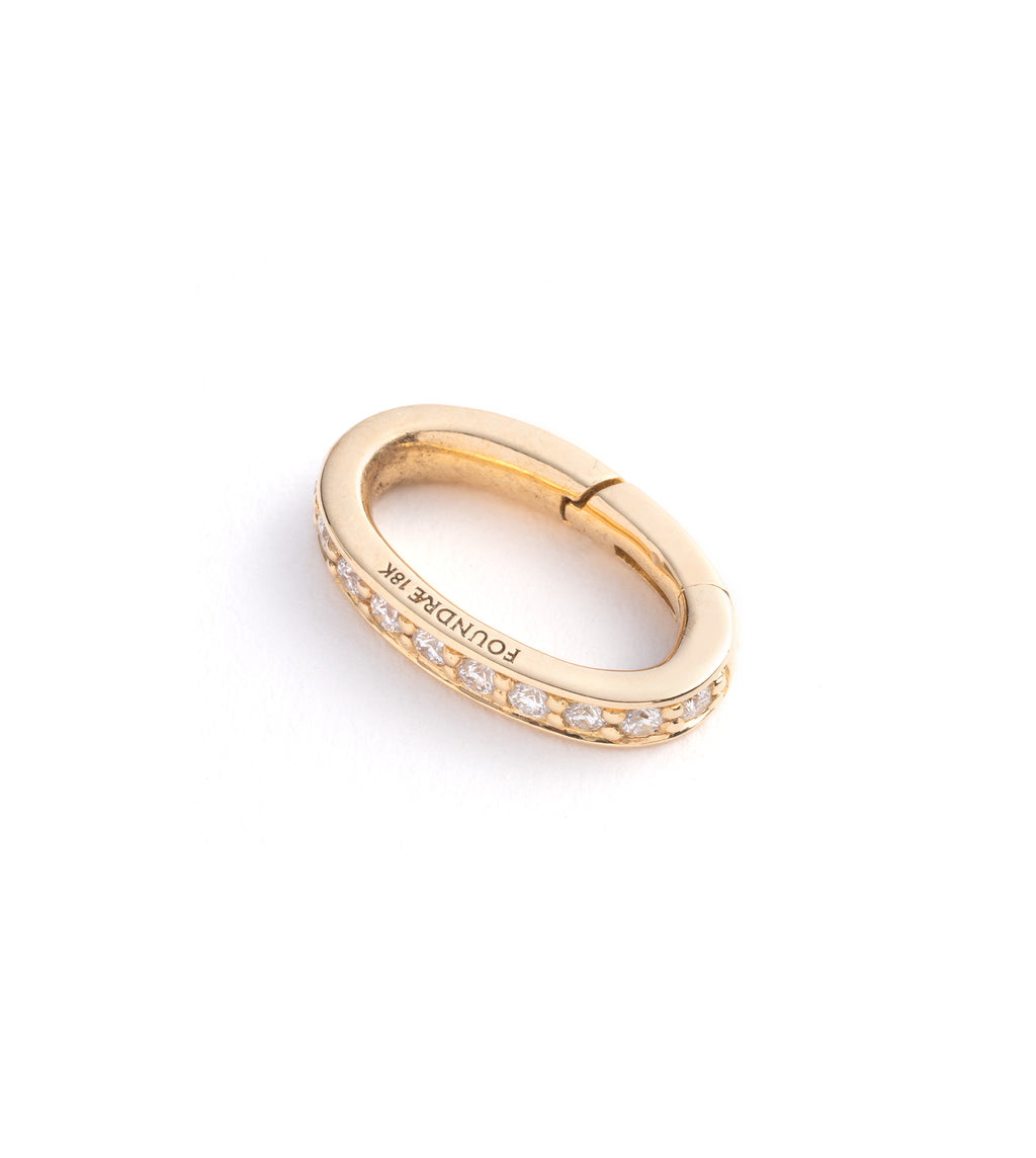 18K Yellow Gold Medium Pave Oval Push Gate Annex Link – FoundRae