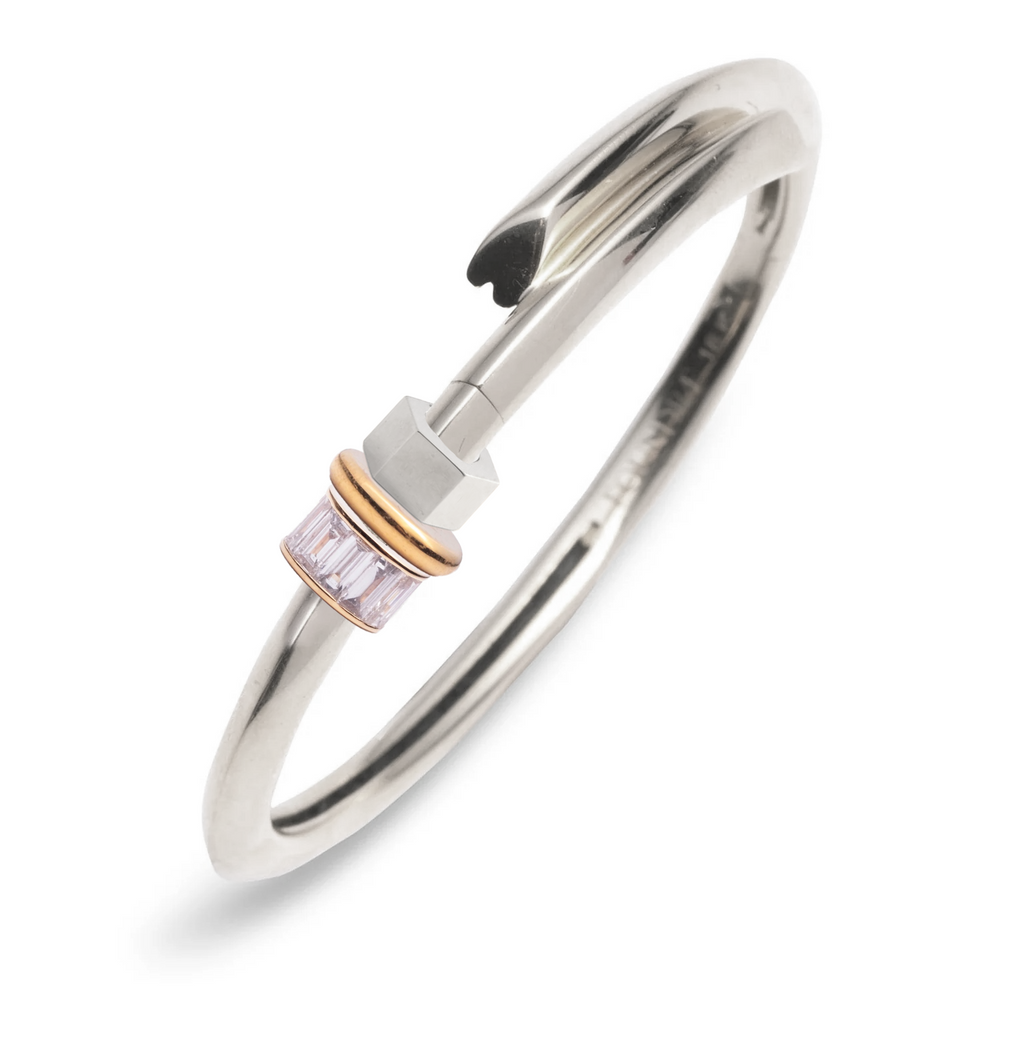 Heart Beat Bangle : in Mixed Gold with Diamonds view 1