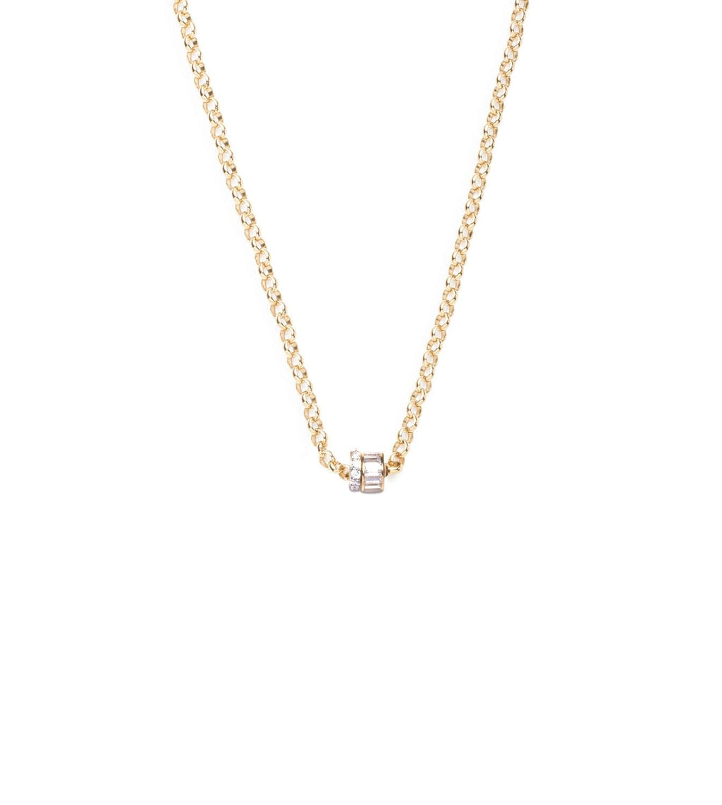 Baguette Diamond & Pave Diamond Edge : Heart Beat Medium Belcher Chain Necklace view 1