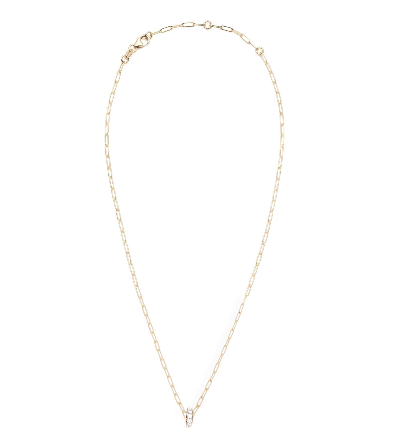 Pave Diamond Edge : Heart Beat Super Fine Clip Chain Necklace