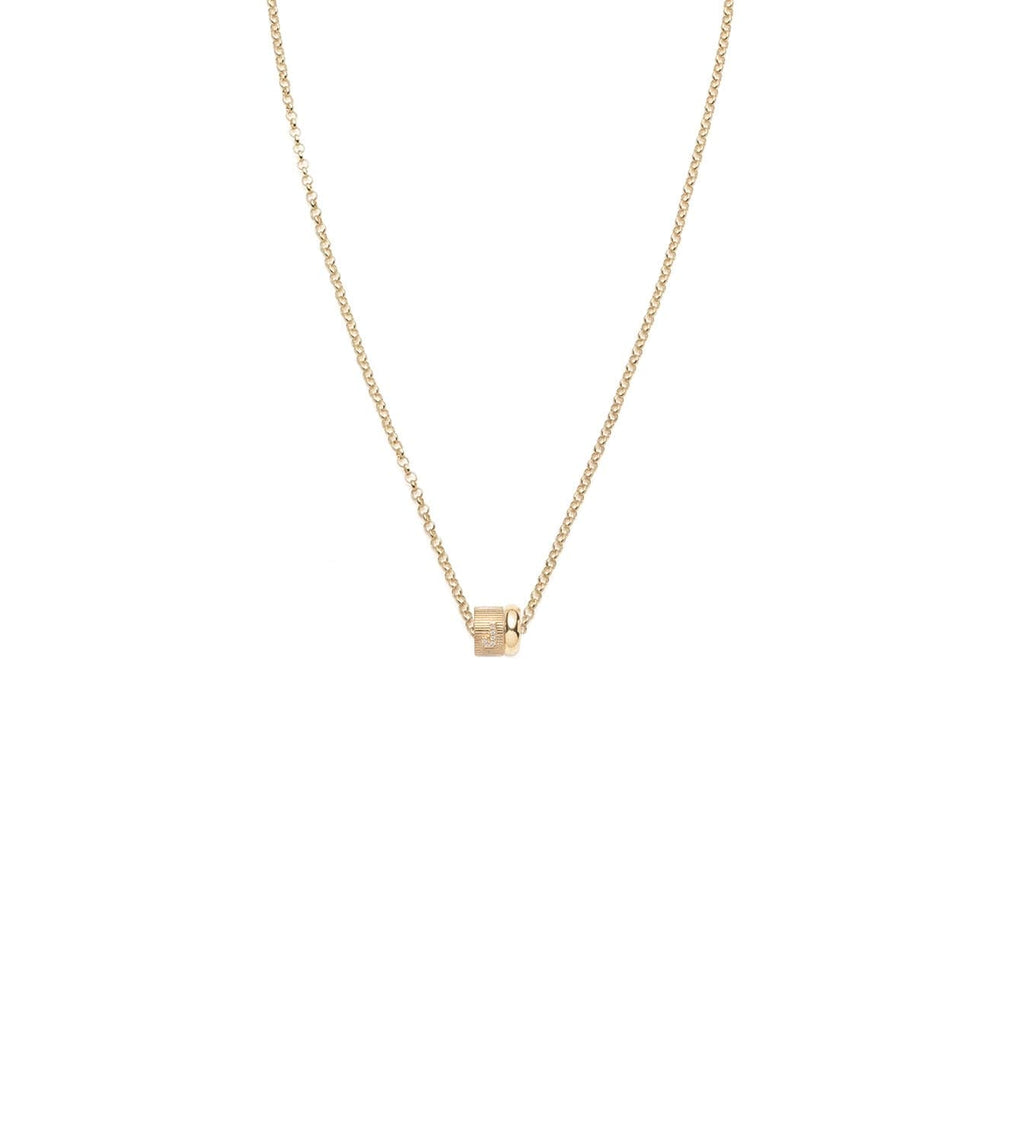 Pave Diamond Initial & Chubby Gold : Heart Beat Fine Belcher Chain Necklace view 1