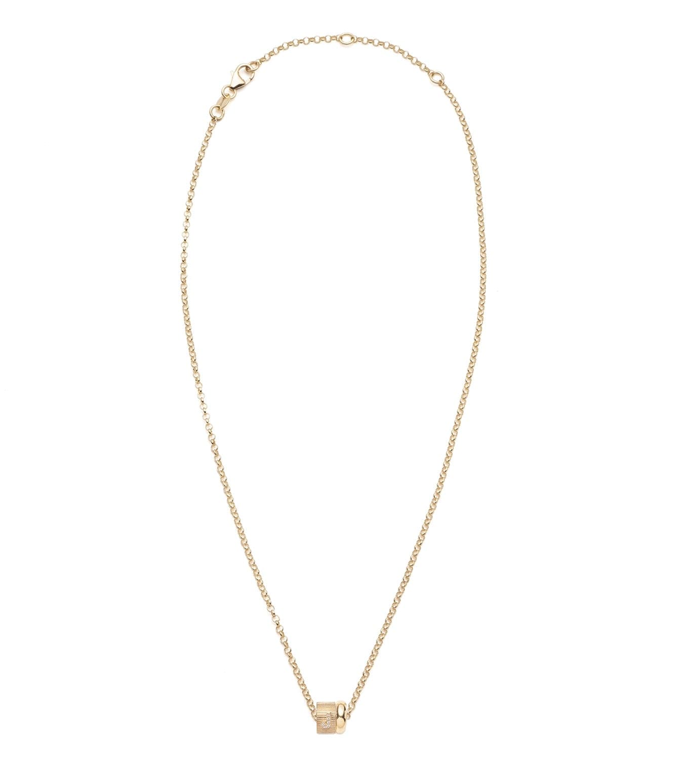 Pave Diamond Initial & Chubby Gold : Heart Beat Fine Belcher Chain Necklace