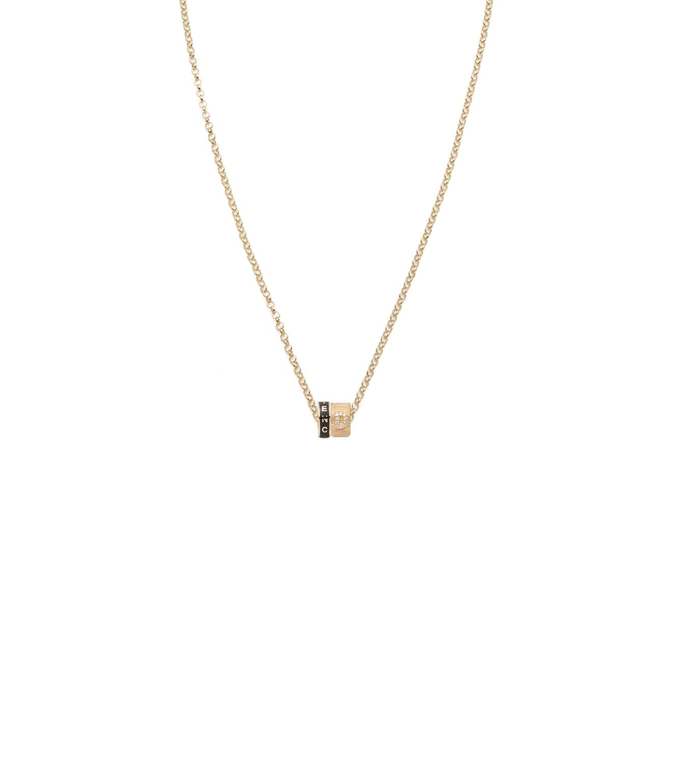 Resilience & Pave Diamond Initial : Heart Beat Fine Belcher Chain Necklace